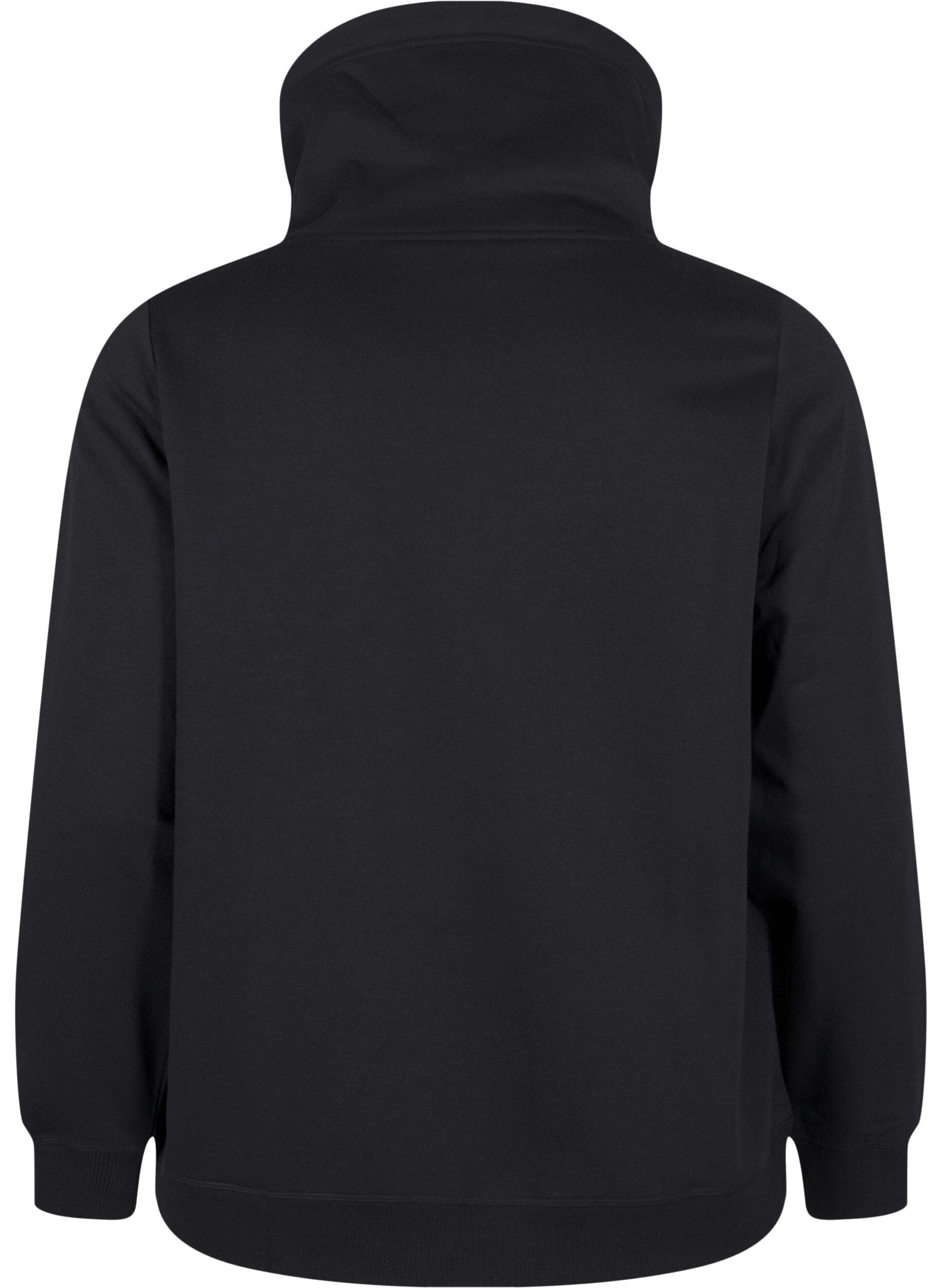 Zizzi FLASH - Sweatshirt med h&ouml;g krage, Black, Packshot image number 1