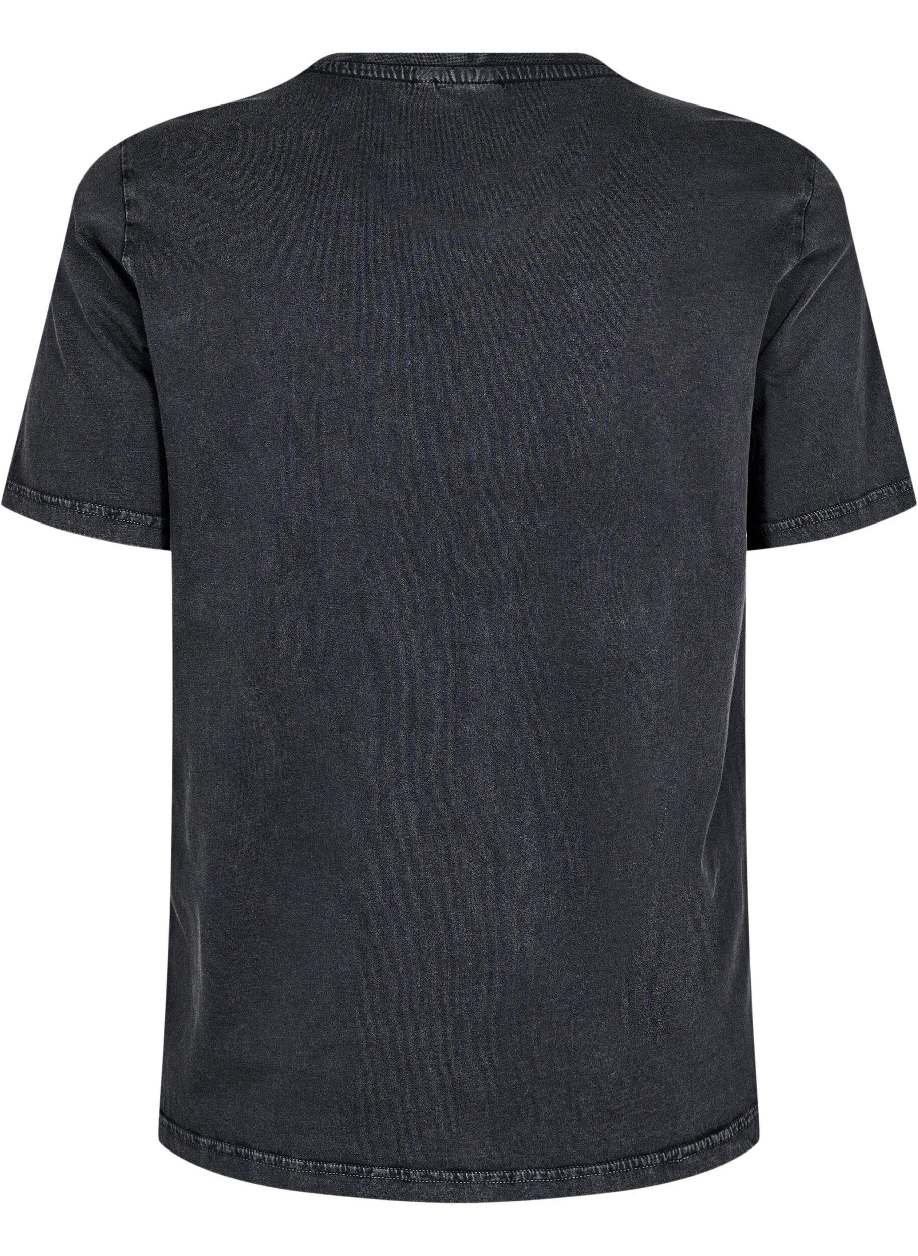 Zizzi T-shirt med &ouml;ljetter och tryck, Grey Washed , Packshot image number 1