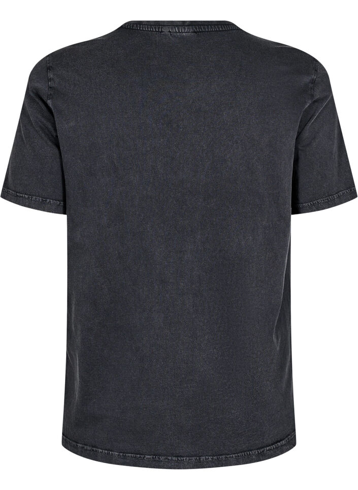 T-shirt med öljetter och tryck, Grey Washed , Packshot image number 1