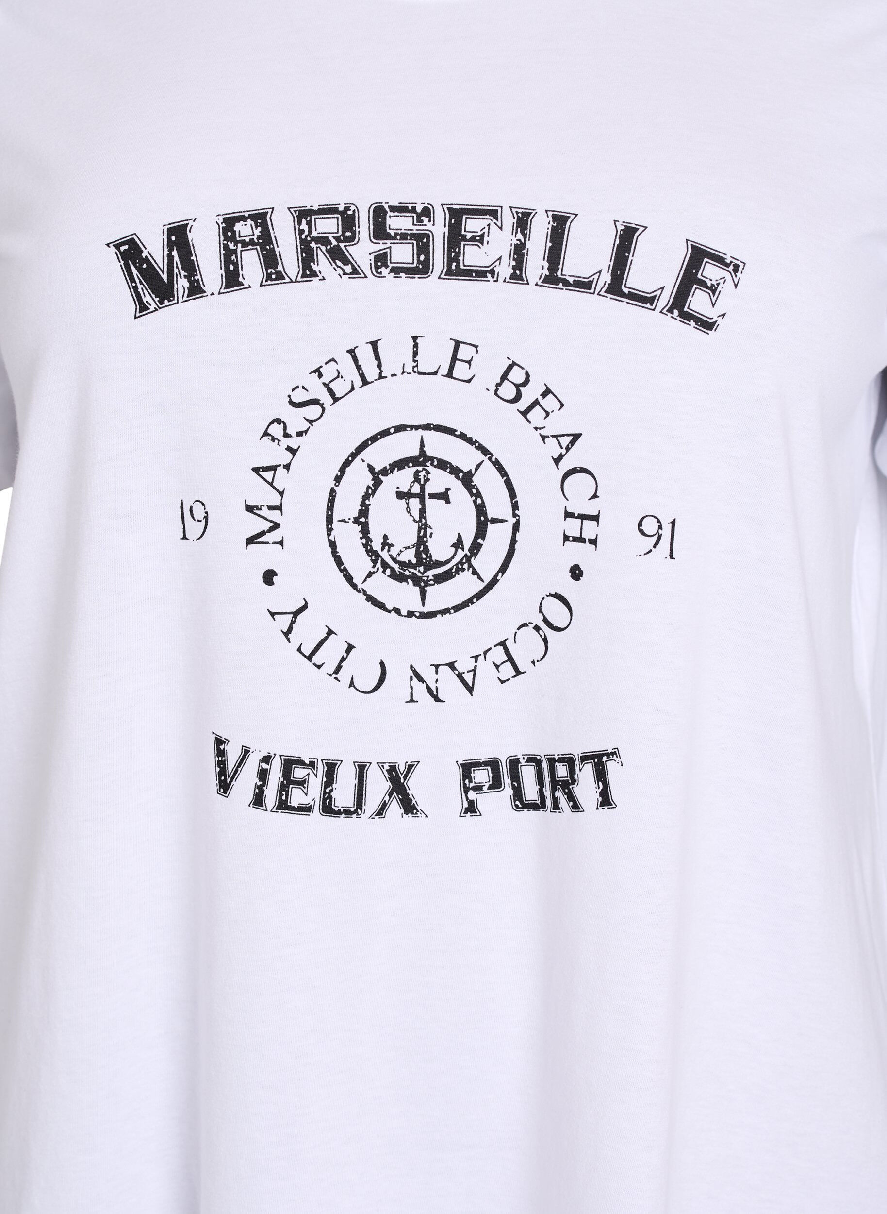 ZizziT-shirt med tryck, Vit, Packshot image number 2