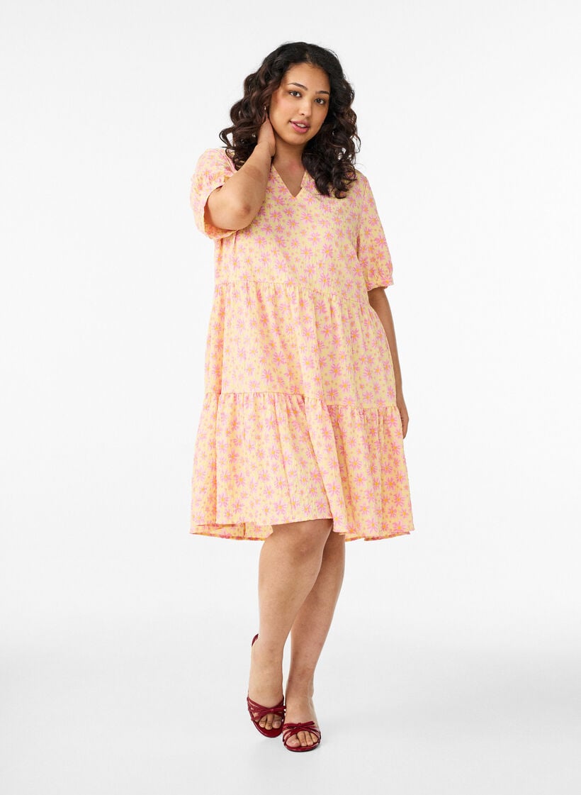 Kort a-linjeformad kl&auml;nning, Gul, Model image number 1