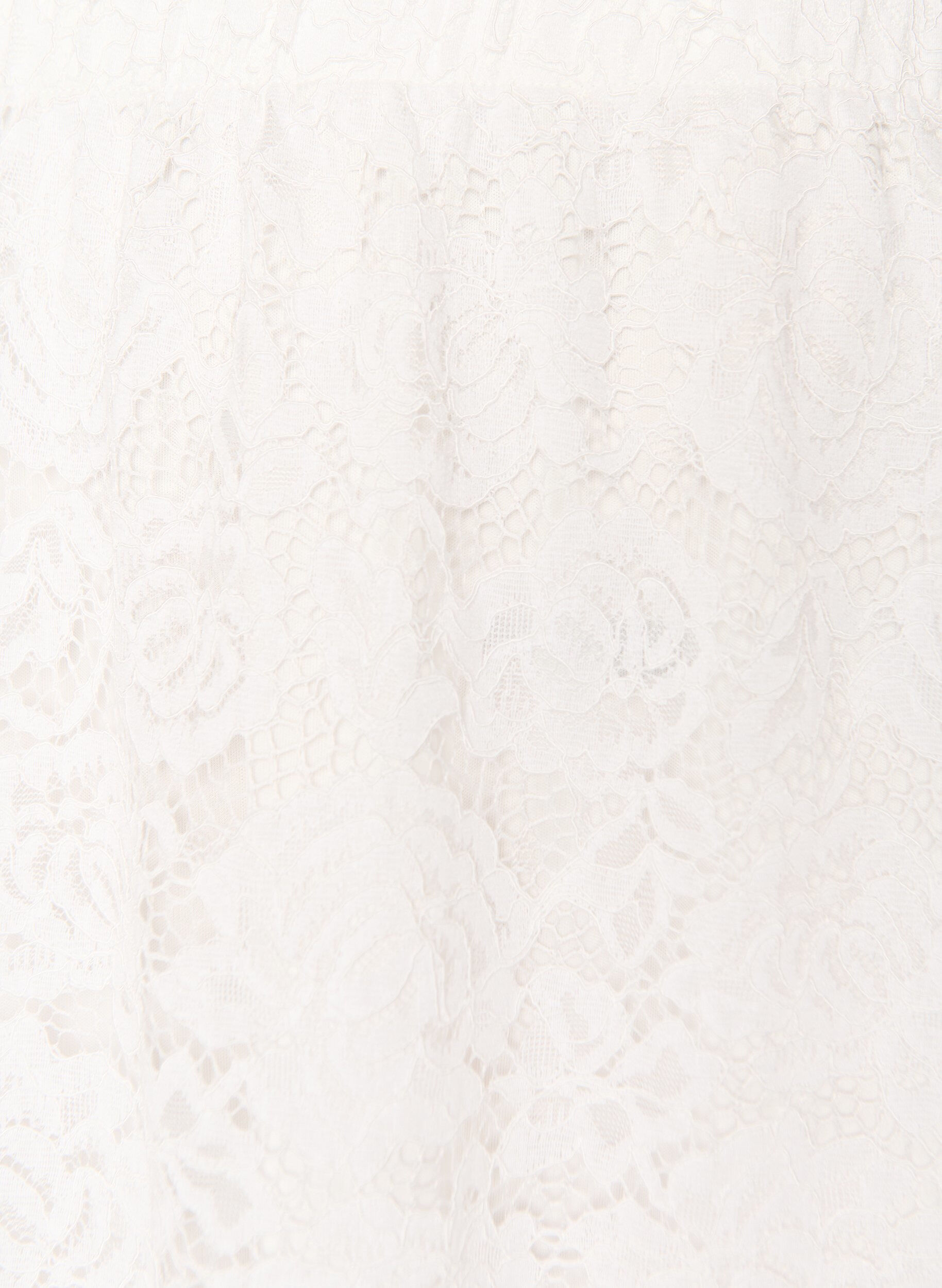 Zizzi Midikjol i spets med res&aring;r i midjan, Vit, Packshot image number 2