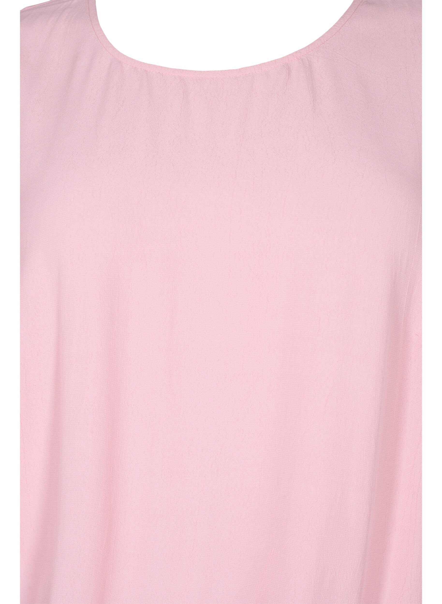 Zizzi Enf&auml;rgad viskosblus med liten puff&auml;rm, Zephyr, Packshot image number 2