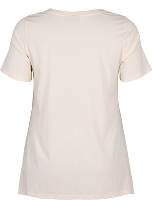 T-shirt i bomull med texttryck, Buttercream HAPPY, Packshot image number 1