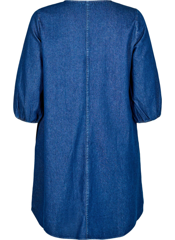 Kort jeanskl&auml;nning med 3/4-&auml;rm, Bl&aring;, Packshot image number 1