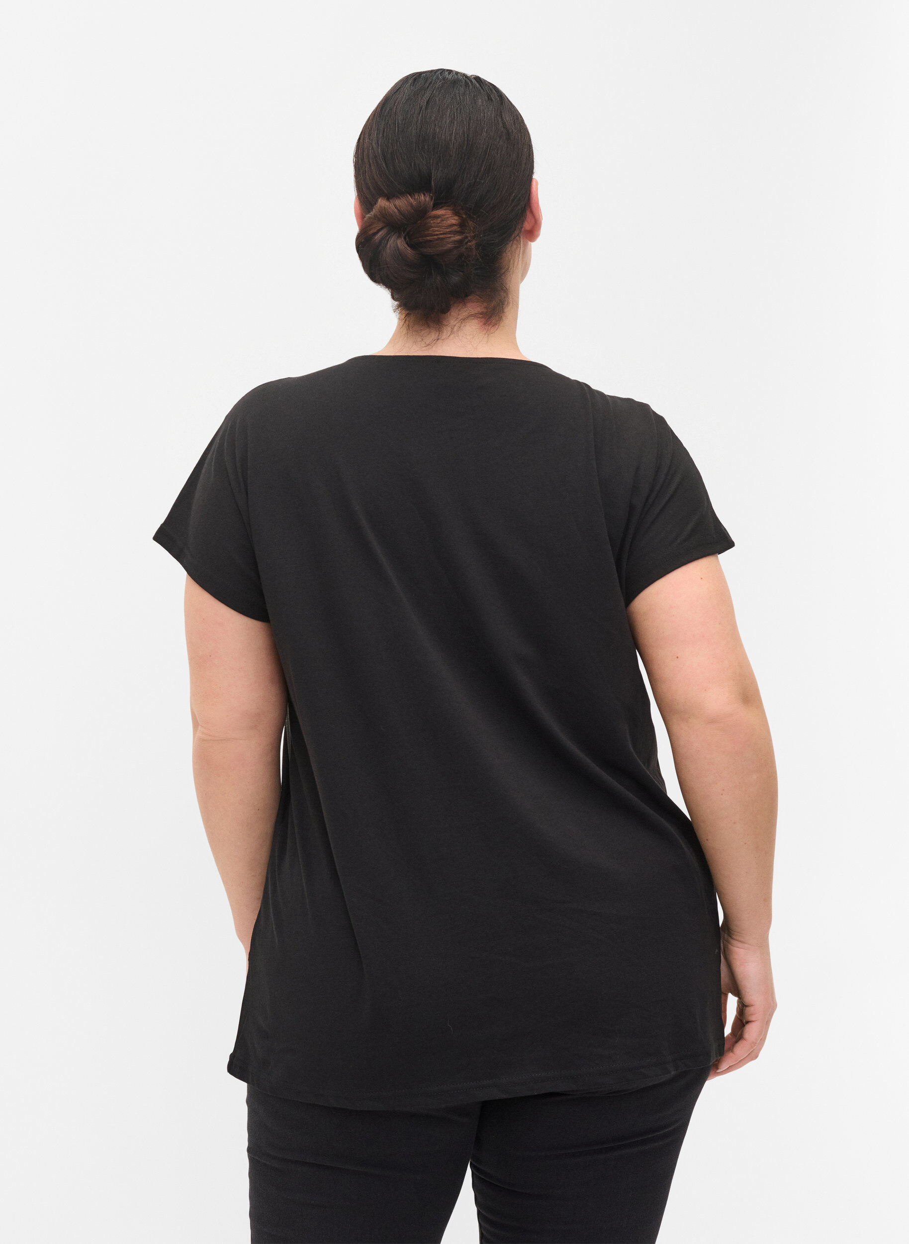 Zizzi T-shirt i bomullsmix, Black, Model image number 2