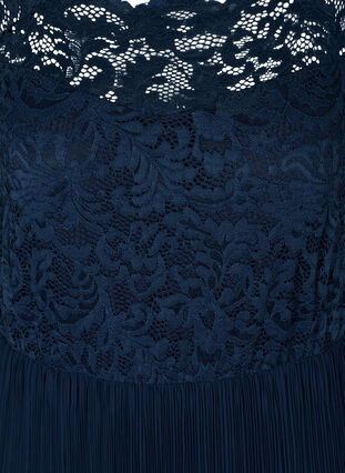 Ärmlös maxiklänning med spets och plisserad kjol, Night Sky, Packshot image number 2