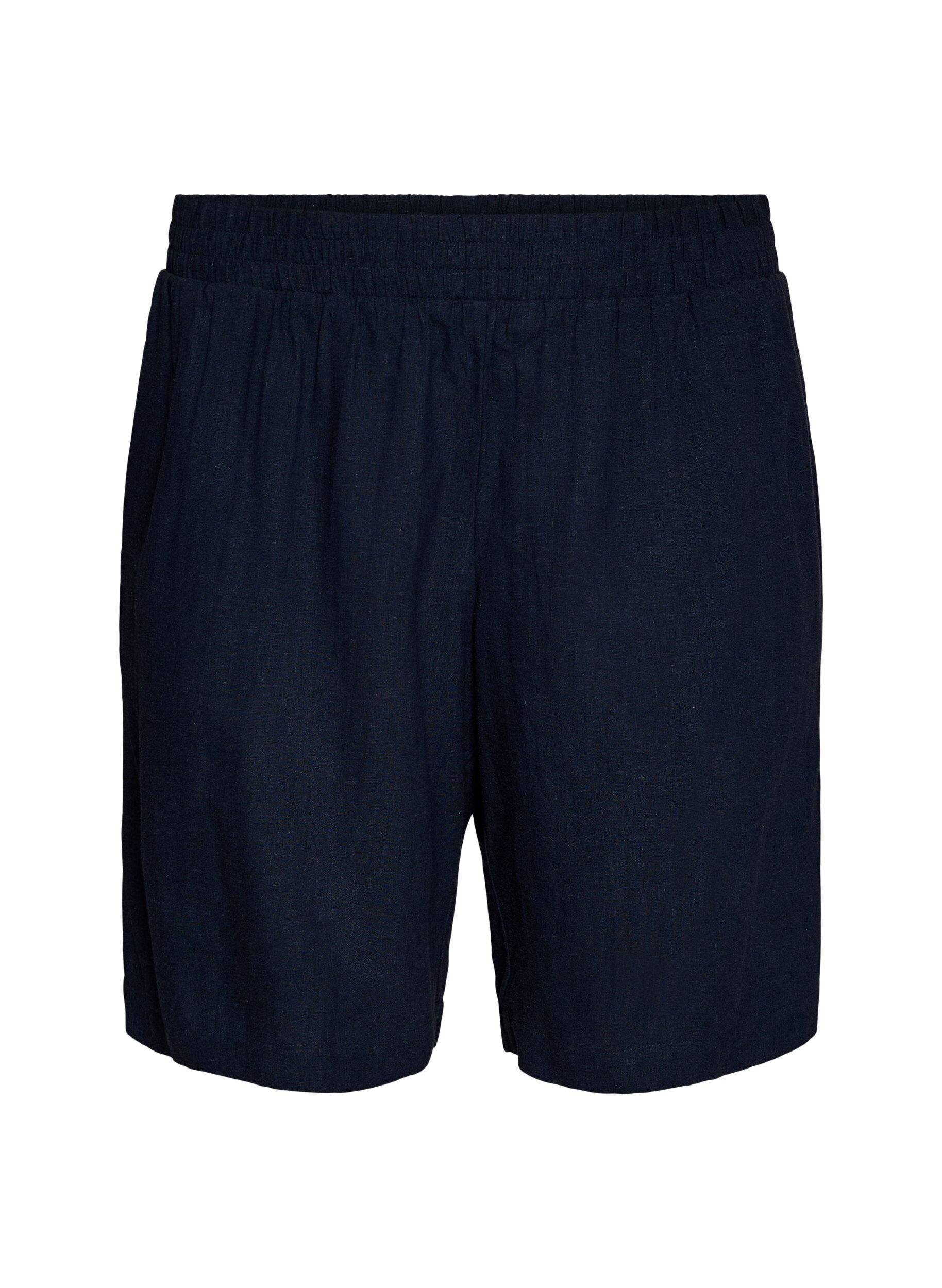 Zizzi Shorts i linne och viskos med h&ouml;g midja, Bl&aring;, Packshot image number 0