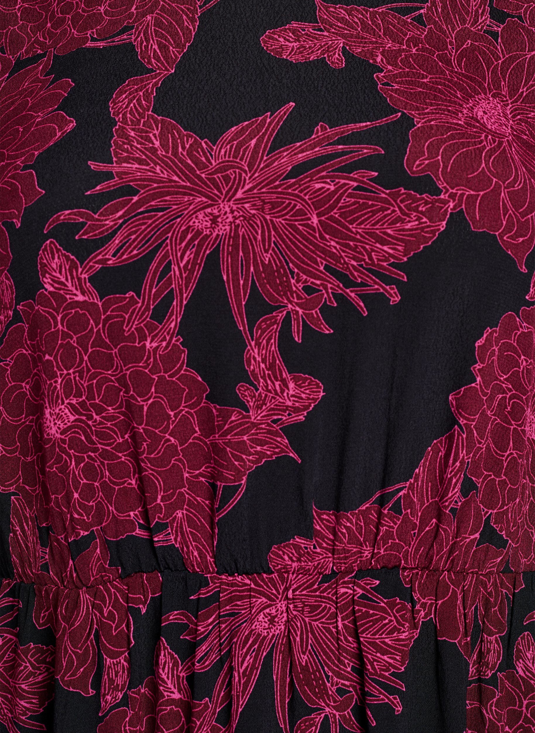 Zizzi Kl&auml;nning i viskos med tryck och l&aring;nga &auml;rmar, M&ouml;rk Bordeaux, Packshot image number 2