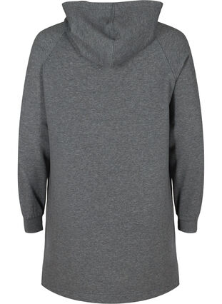 Sweatshirtsklänning med huva och ficka, Dark Grey Melange, Packshot image number 1