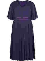Plisserad klänning med korta ärmar, Purple Velvet