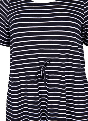 Midiklänning i bomull med korta ärmar, Black Stripe, Packshot image number 2