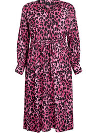 Midiklänning med knappar och knytskärp, Rosa