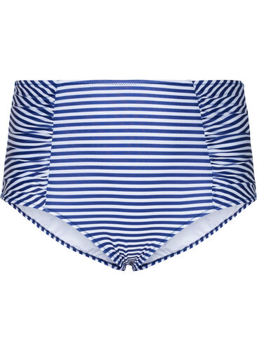 Blommig bikinitrosa med hög midja, Blue Striped, Packshot image number 0