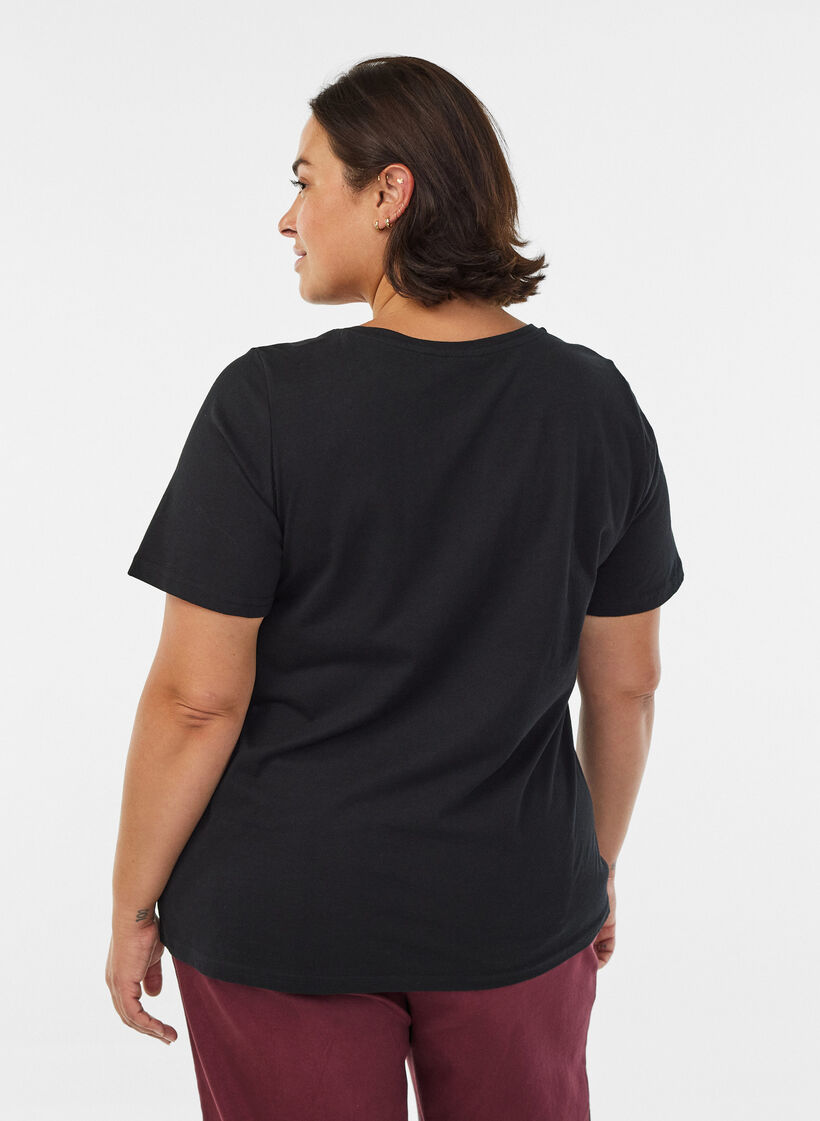 T-shirt med tryck, Svart, Model image number 2