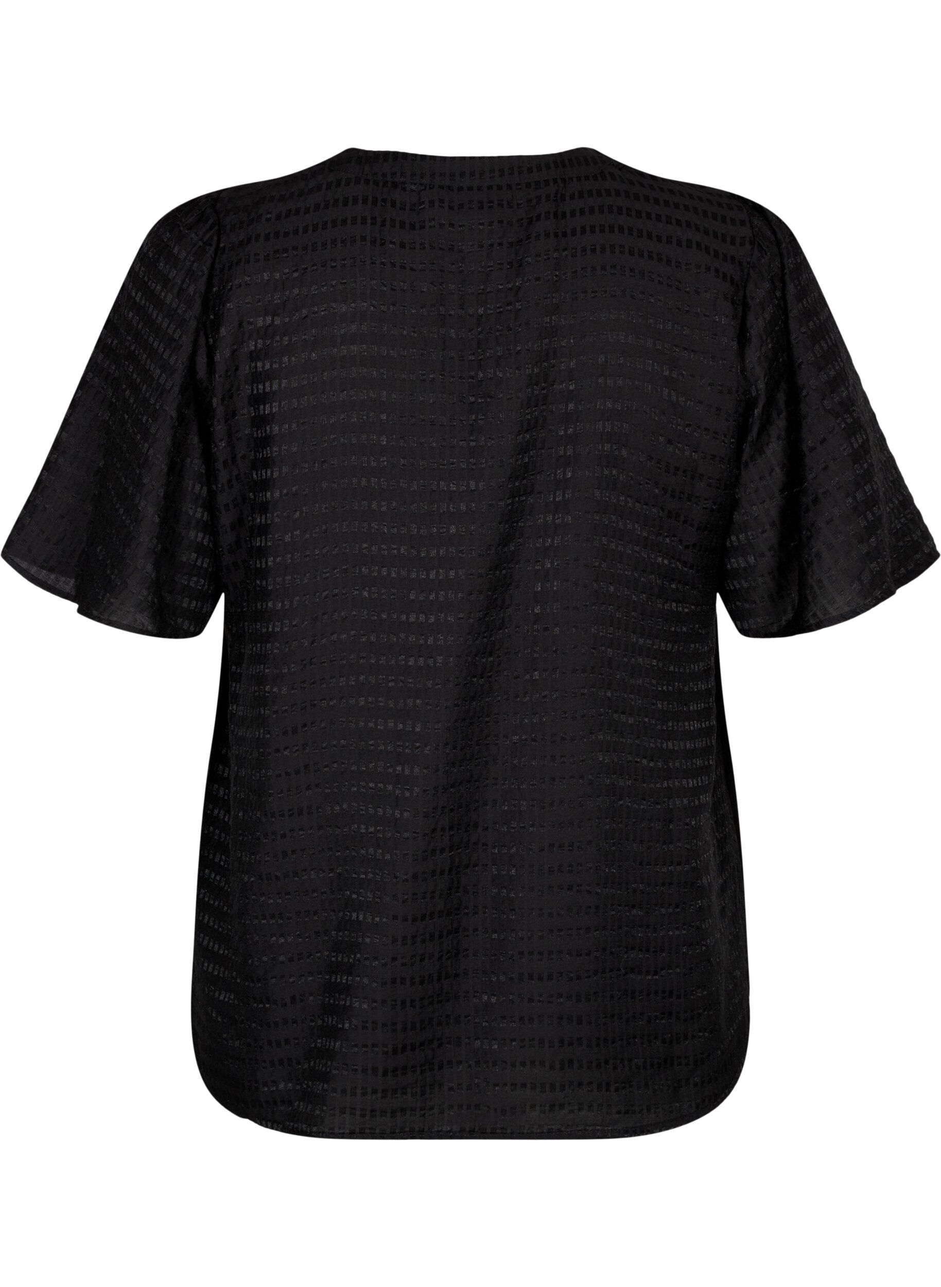 Zizzi Lyocell skjortblus med struktur, Black, Packshot image number 1