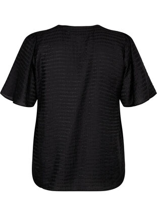 Lyocell skjortblus med struktur, Black, Packshot image number 1