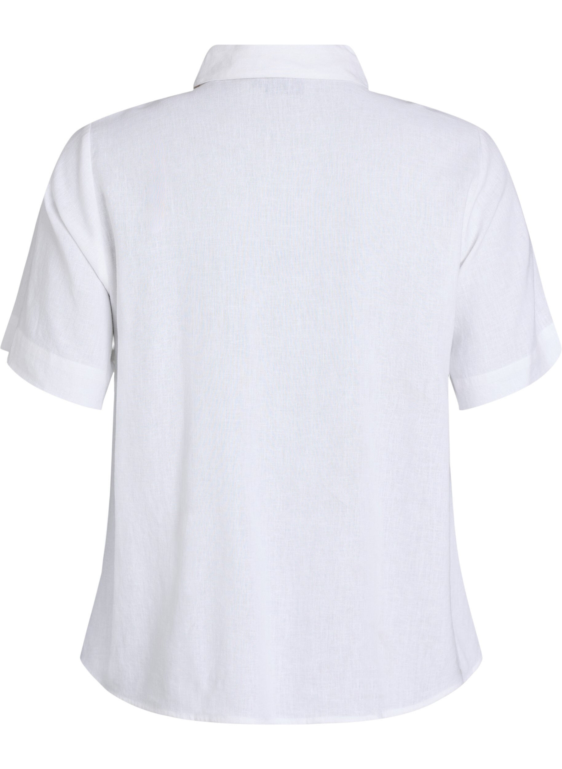 Zizzi Kort&auml;rmad skjorta i linne och viskos, Vit, Packshot image number 1