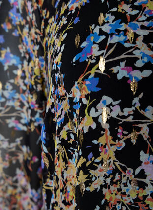 Tunika i blommönster och lurex, Black/Vibrant Flower, Packshot image number 3