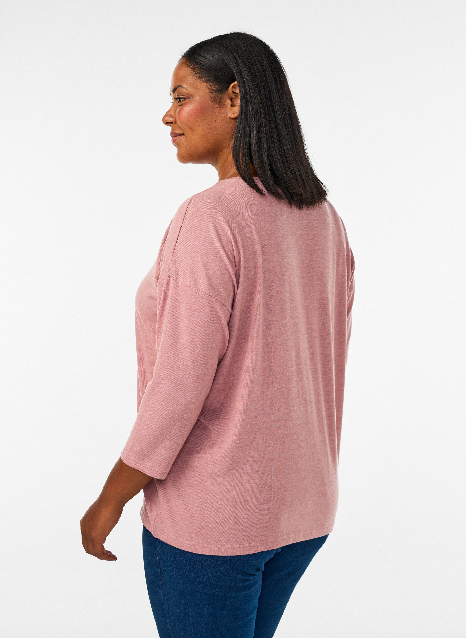 ZizziJerseyblus med 3/4-&auml;rm, Rosa, Model image number 2