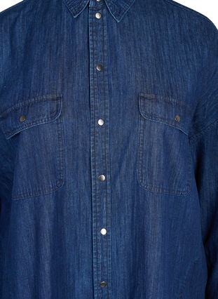 Oversize denimskjorta med fickor, Dark blue denim, Packshot image number 2