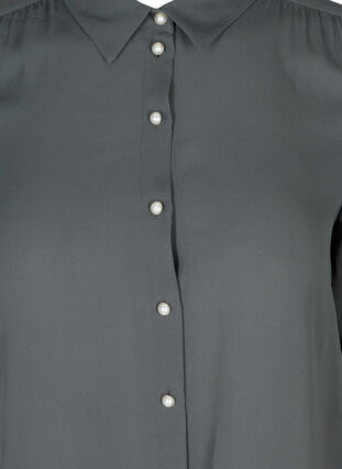 Skjorta med plissering och pärlknappar, Asphalt, Packshot image number 2
