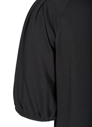  Sweatklänning med korta puffärmar, Black, Packshot image number 3