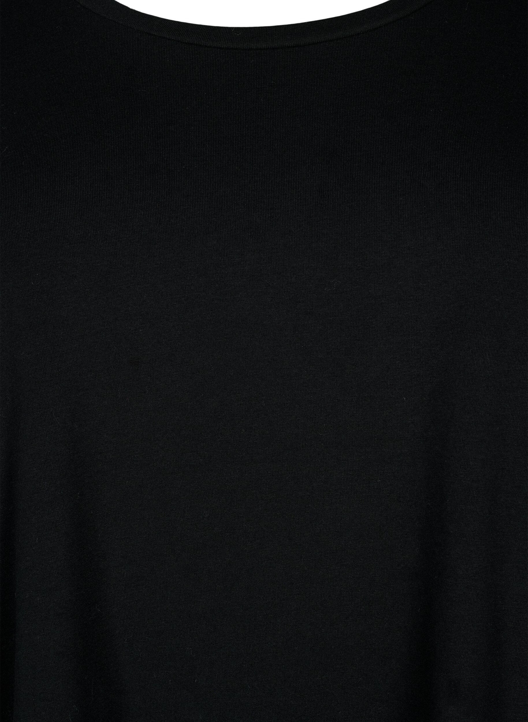 ZizziBomullstr&ouml;ja med 3/4-&auml;rmar, Svart, Packshot image number 2