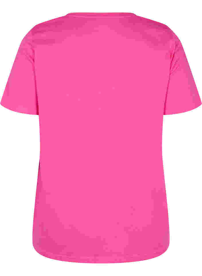 Kortärmad t-shirt i bomull med tryck, Magenta Beautiful, Packshot image number 1