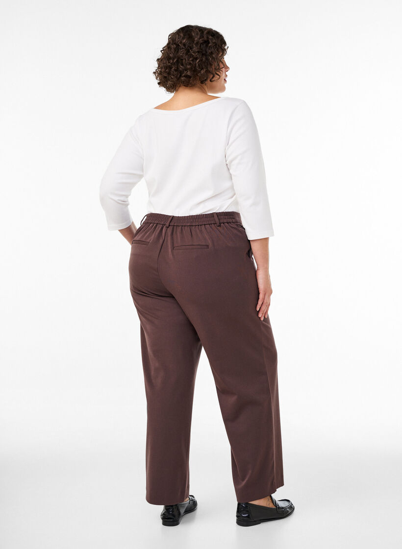 H&ouml;gmidjad kostymbyxa med rak passform, Brun, Model image number 1
