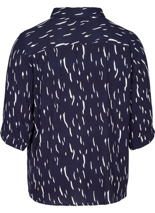 Skjorta med print i viskos med 3/4 ärmar, Night Sky Rain, Packshot image number 1