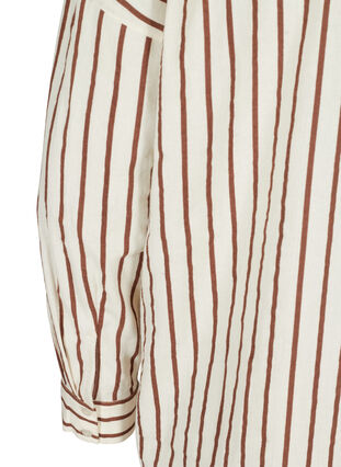Lång randig bomullsskjorta med v-ringning, Stripe, Packshot image number 3