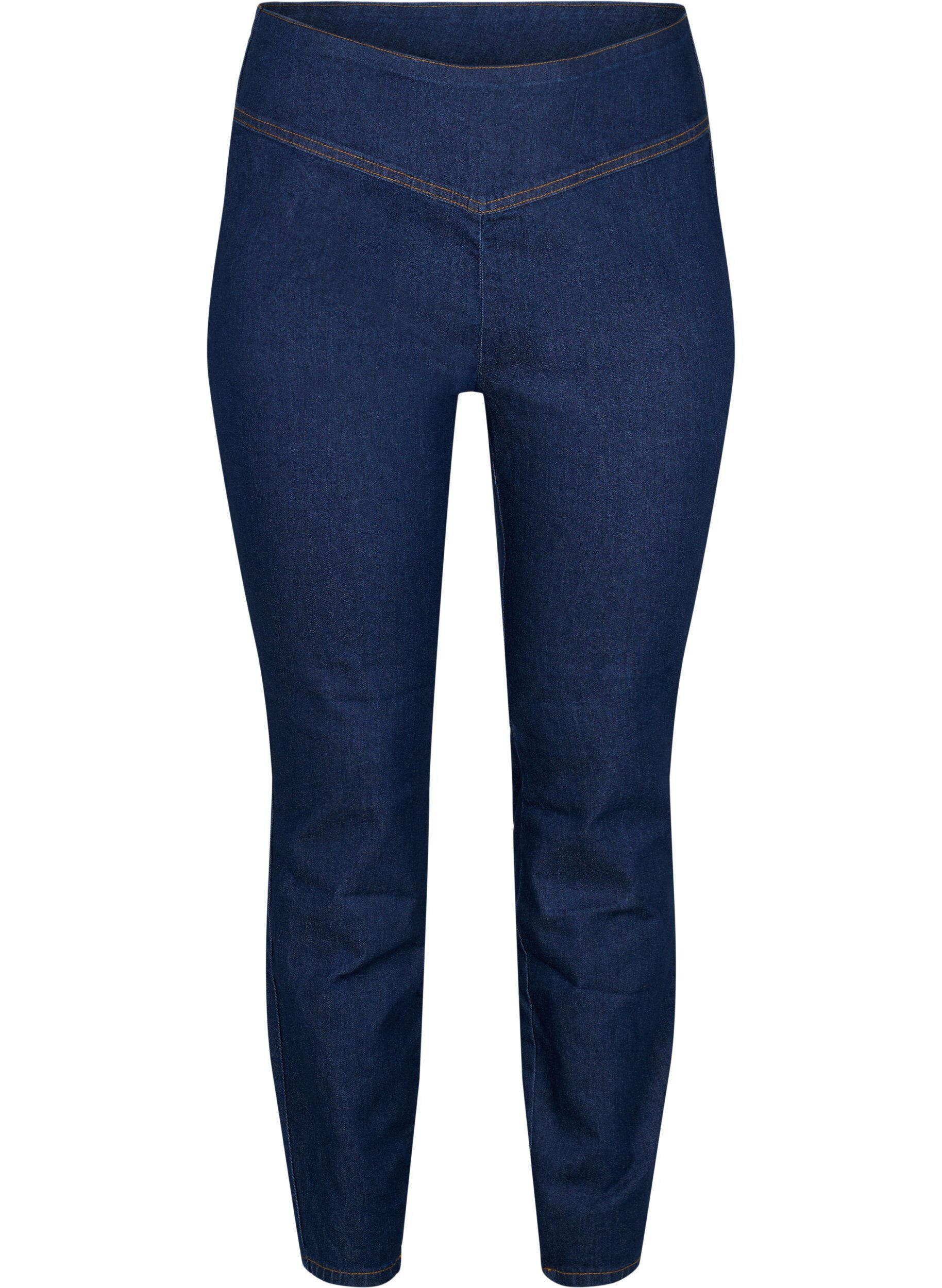 Zizzi Str&auml;ckig bomullsblandning jeggings, Dark blue, Packshot image number 0