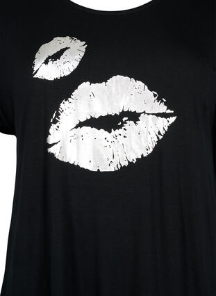 Kortärmad t-shirt i viskos med tryck, Black W. Lips, Packshot image number 2