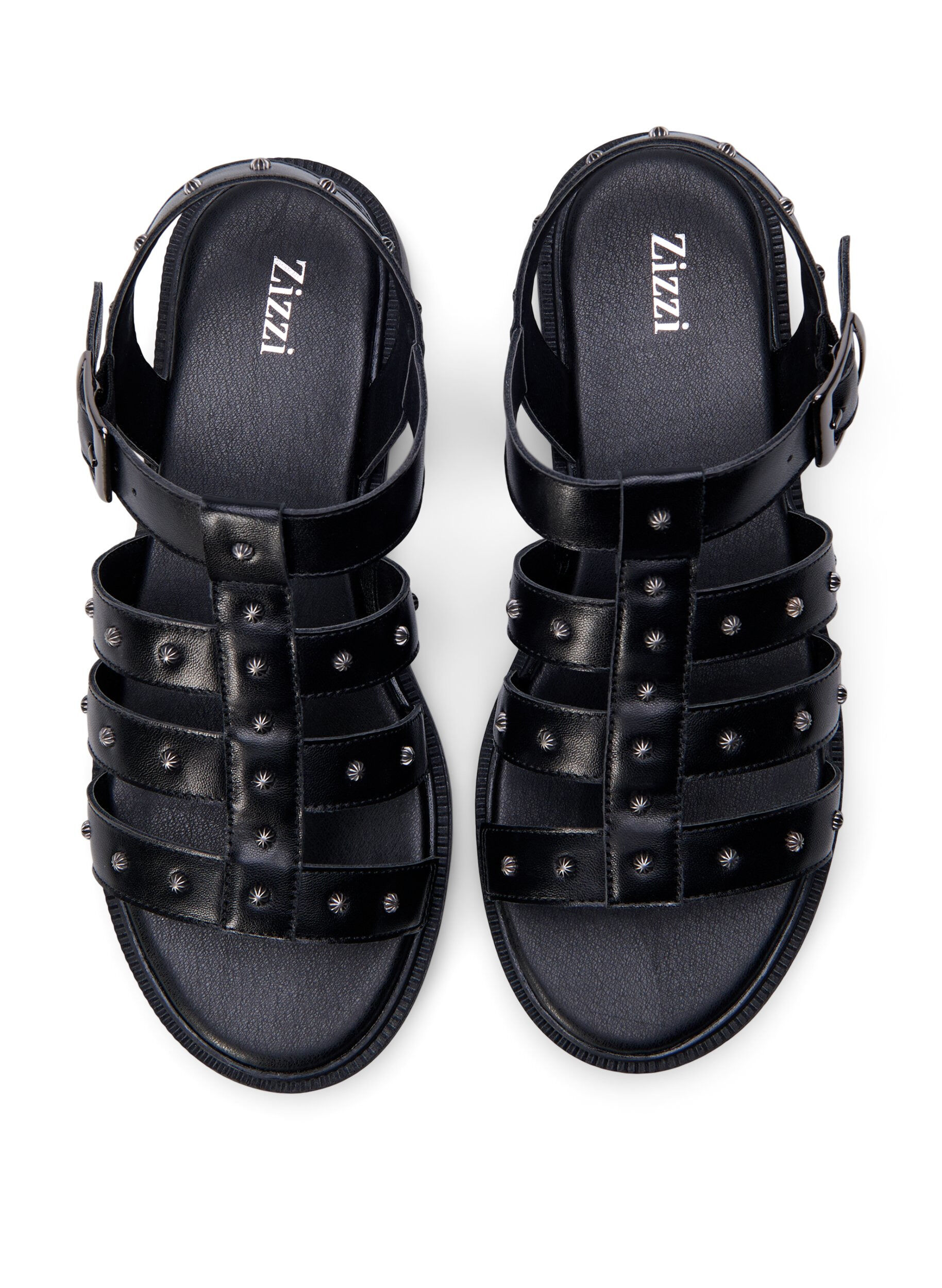 Zizzi Bred sandal med nitar, Svart, Packshot image number 2