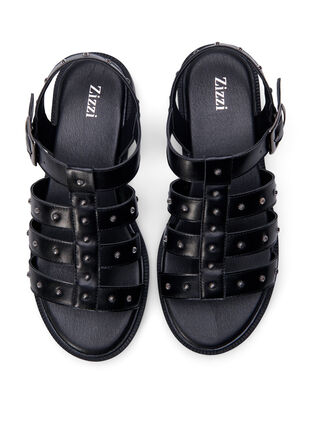 Bred sandal med nitar, Black, Packshot image number 2