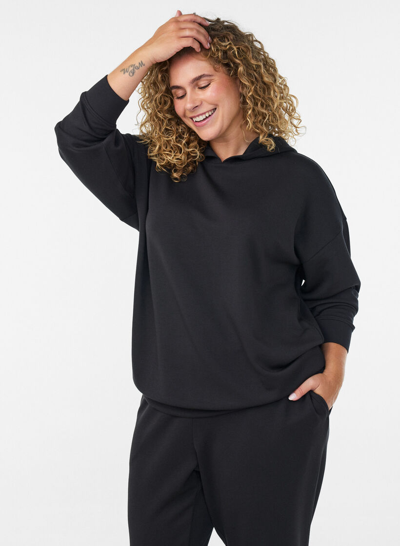 Huvtr&ouml;ja i jersey, Svart, Model image number 0