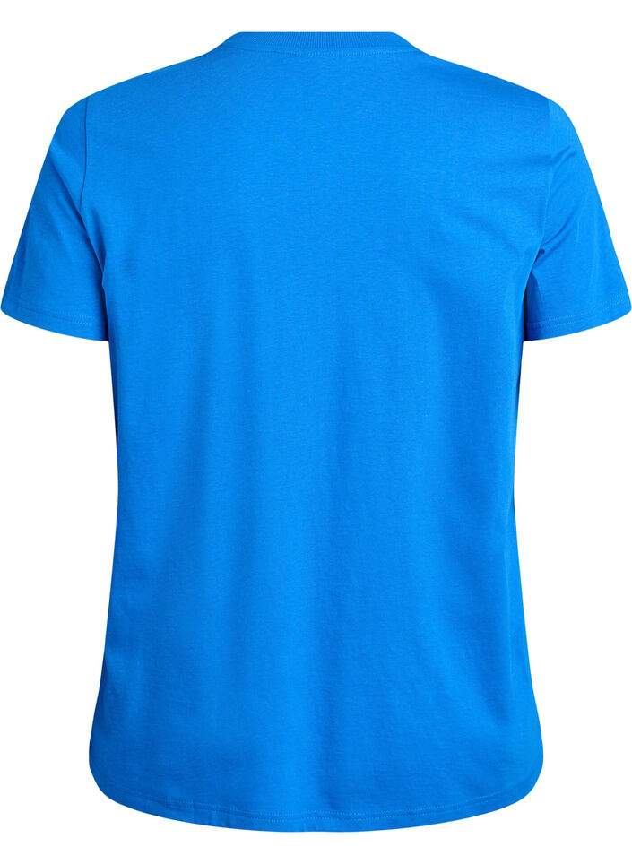 Enkel t-shirt i bomull med rund halsringning, Bl&aring;, Packshot image number 1