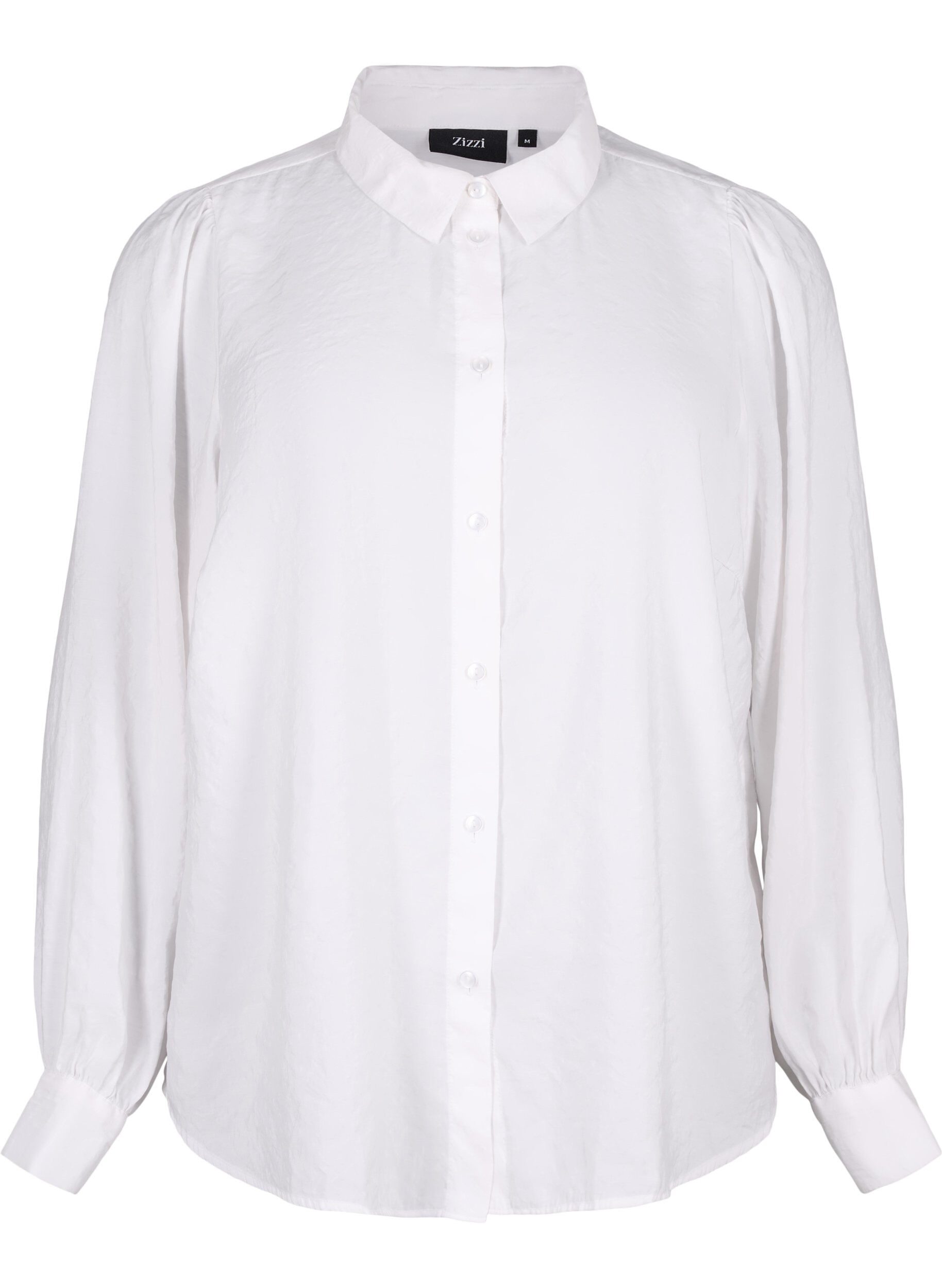 Zizzi L&aring;ng&auml;rmad skjorta i TENCEL&trade; Modal, Bright White, Packshot image number 0