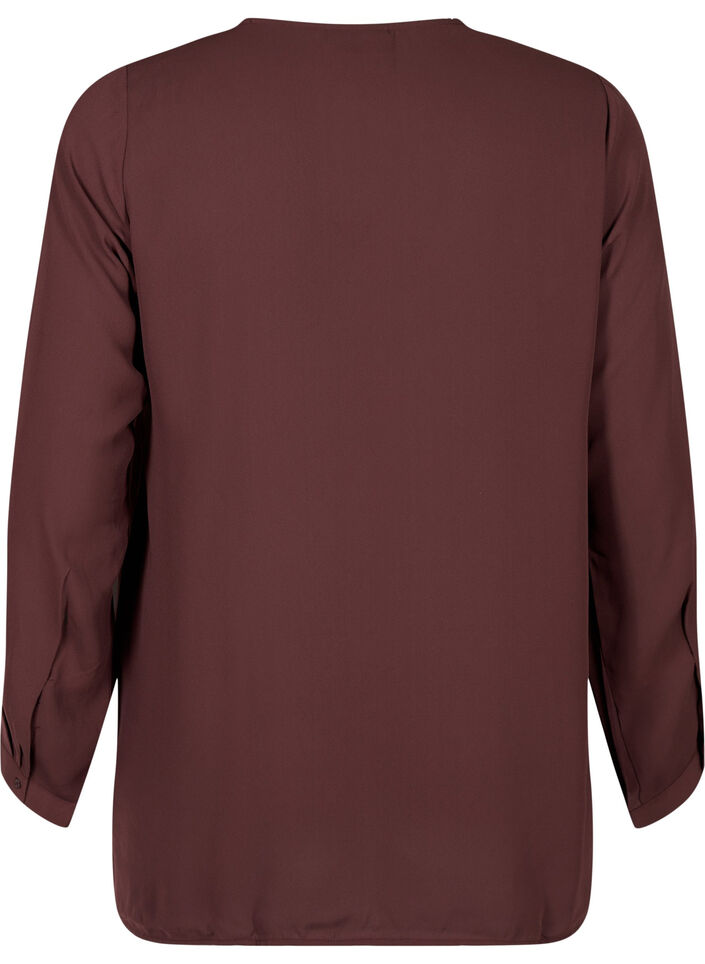 Enfärgad skjorta med V-ringning, Fudge, Packshot image number 1