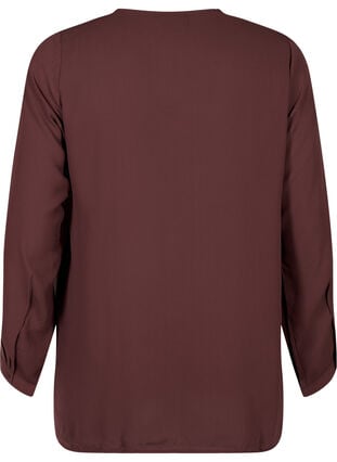 Enfärgad skjorta med V-ringning, Fudge, Packshot image number 1