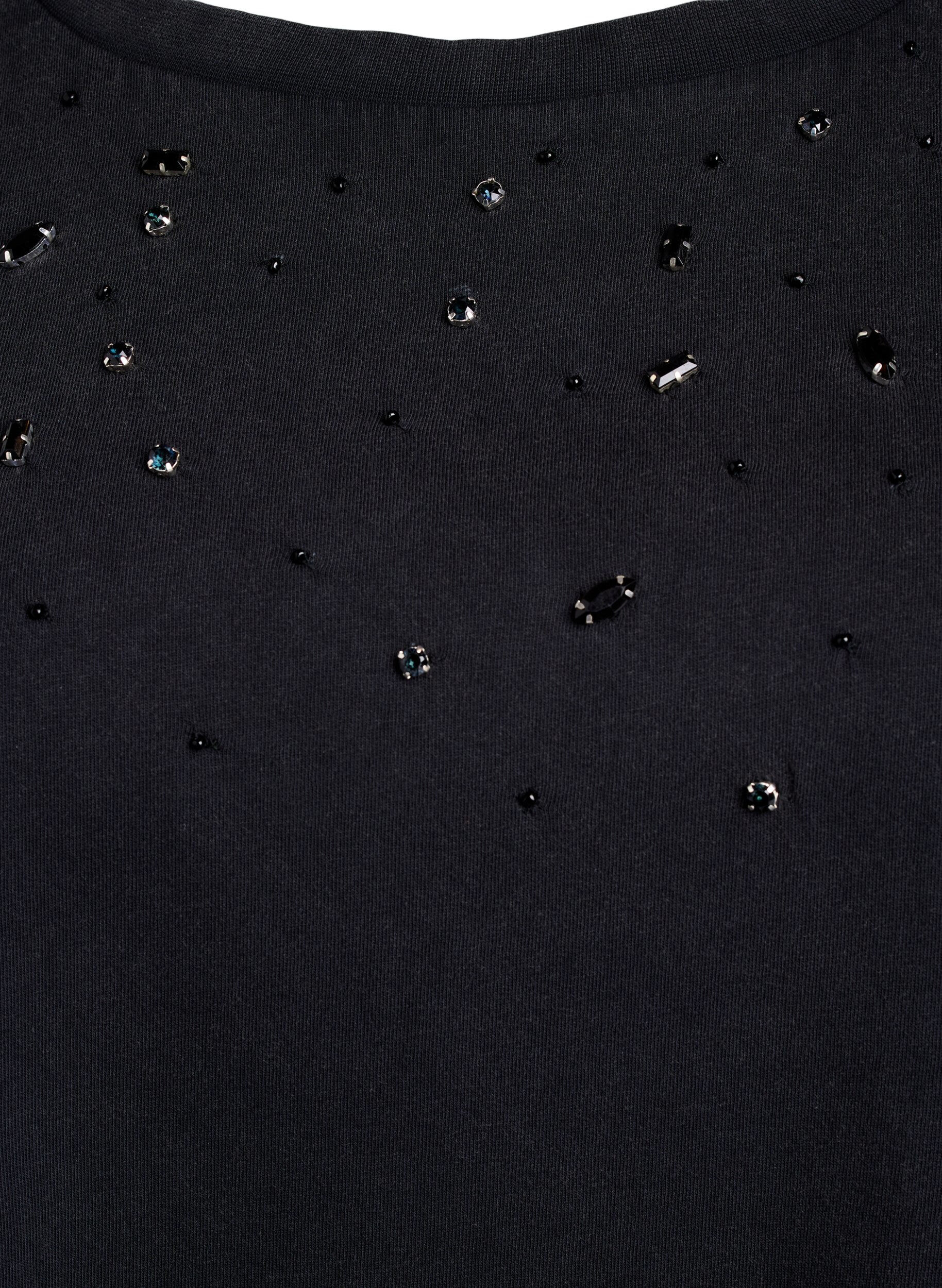 Zizzi Boxig t-shirt med p&auml;rlor och strass, Gr&aring;, Packshot image number 2