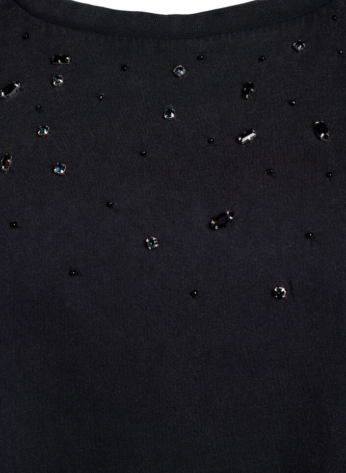 Boxig t-shirt med pärlor och strass, Grå, Packshot image number 2