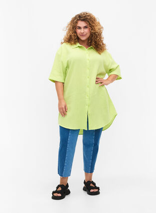 Skjorta i bomull med halvlånga ärmar, Wild Lime, Model image number 2