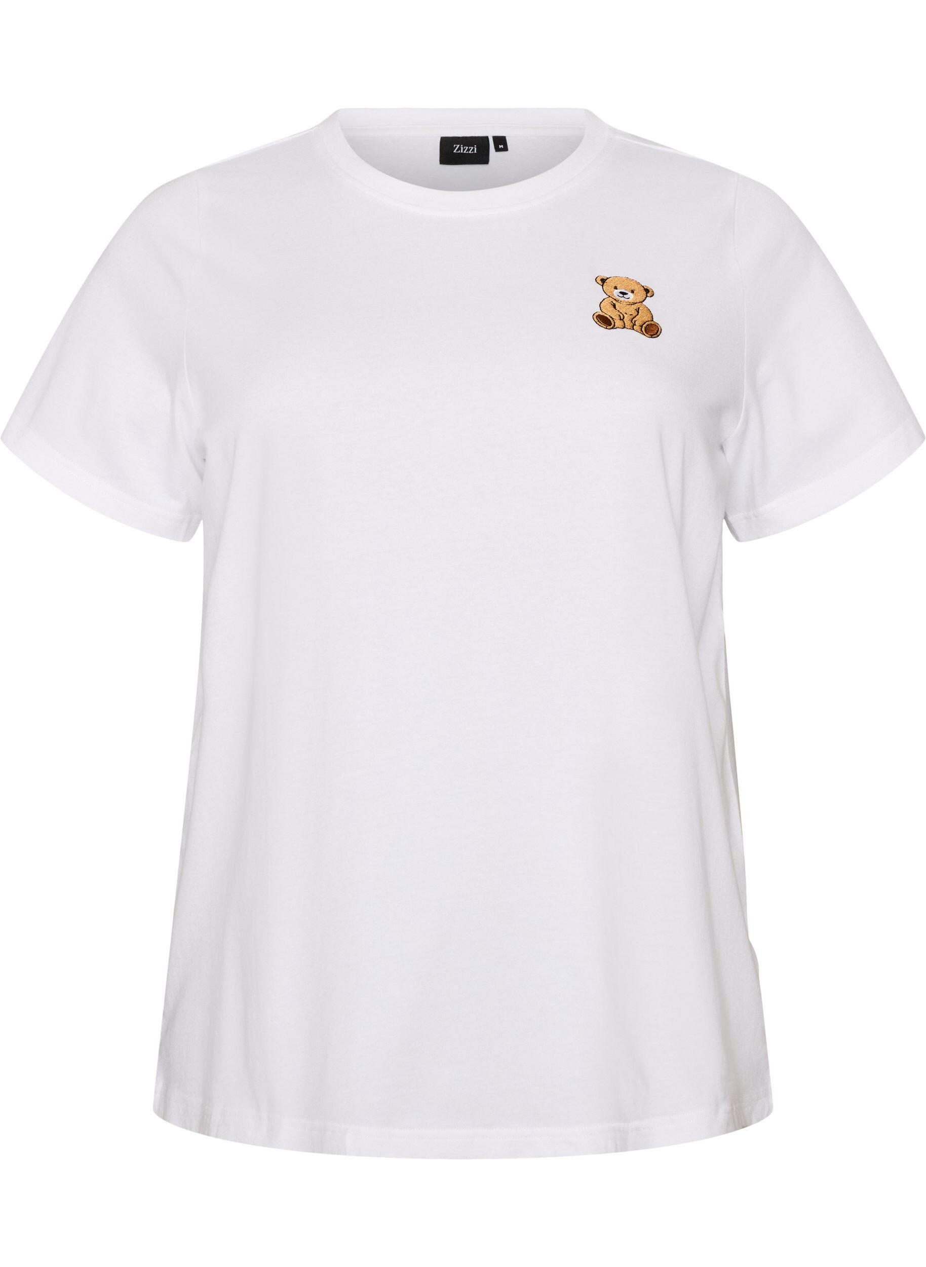 ZizziT-shirt i ekologisk bomull med nallebj&ouml;rnsmotiv, Vit, Packshot image number 0