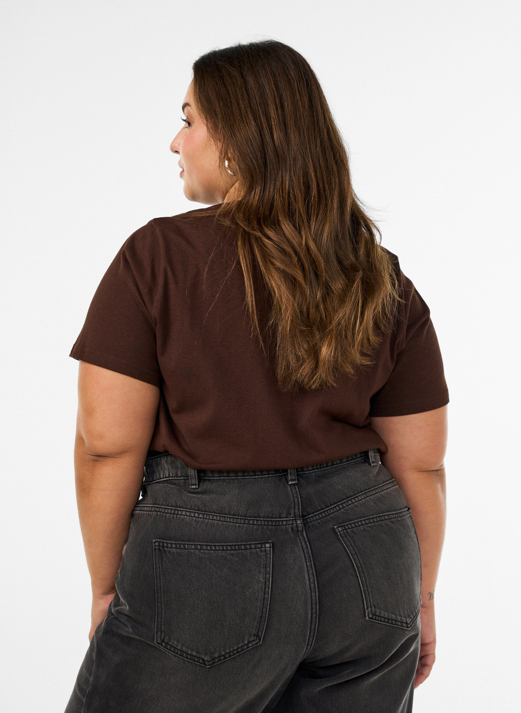 ZizziT-shirt i ekologisk bomull med tryck, Brun, Model image number 2