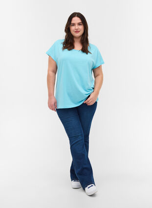 T-shirt i bomullsmix, Blue Topaz, Model image number 2