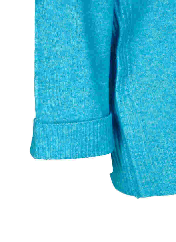 Långärmar stickad blus med rullkrage, Malibu Blue Mel., Packshot image number 3