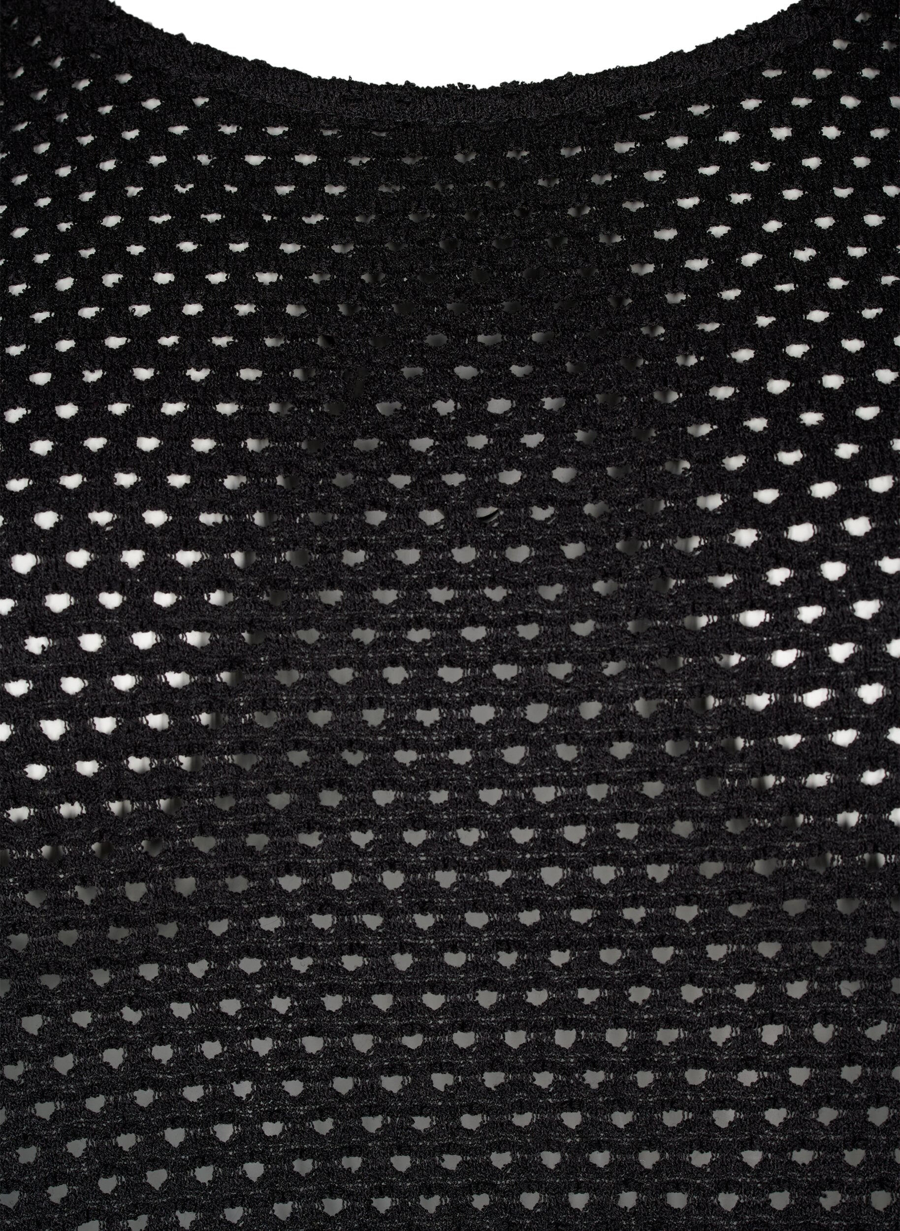 Zizzi Kl&auml;nning med 3/4-&auml;rm och stickat spetsm&ouml;nster, Black, Packshot image number 2