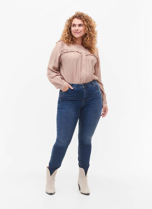 Amy-jeans med superslimmad passform och hög midja, Blue denim, Model image number 0